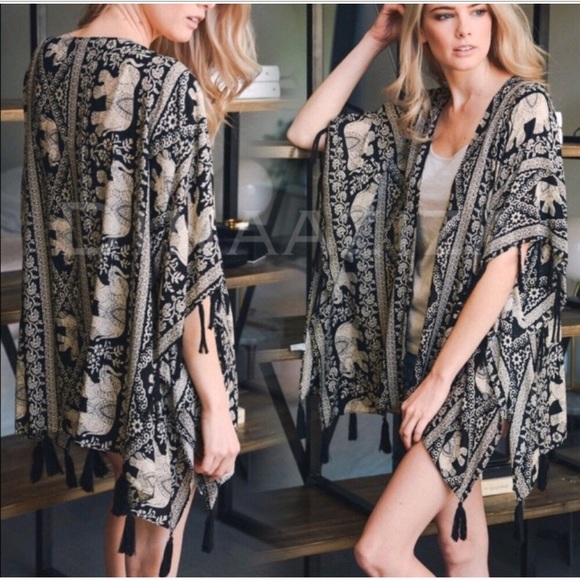 Last 1 New Boho Tassel Elephant Kimono Cardi - Picture 6 of 8